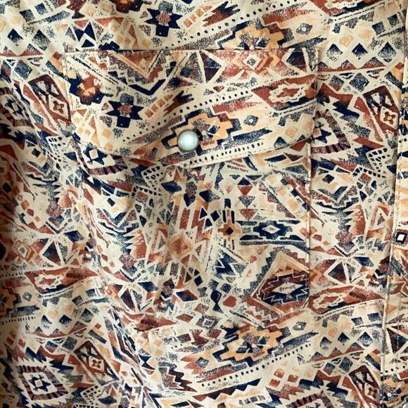 Wrangler Checotah Aztec Pearl Snap Long Sleeve Western Shirt Men’s Medium - Picture 6 of 9